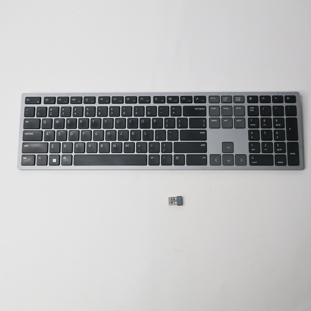 Dell Premiere Wireless Keyboard KB7221Wt Silver Gray with USB Receiver Dongle
